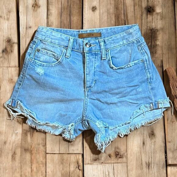 Joe’s Cutoff Shorts Womens Denim Charlie Short High Rise Button Fly Sz 24 Waist - Picture 1 of 10